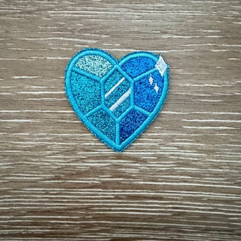 On A Whim Hats Blue Glitter Heart Iron-On Patch