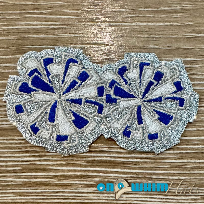 On A Whim Hats Blue Pom-Poms Iron-On Patch