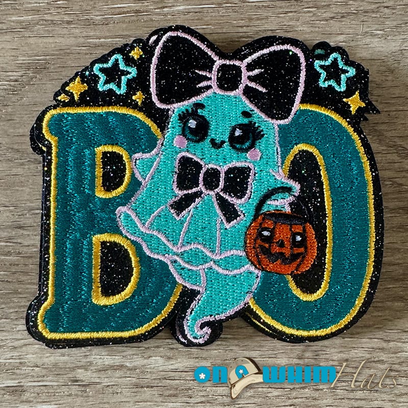 On A Whim Hats Boo Iron-On Patch