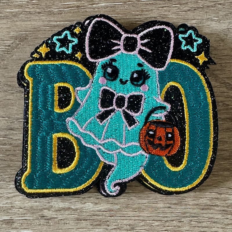 On A Whim Hats Boo Iron-On Patch