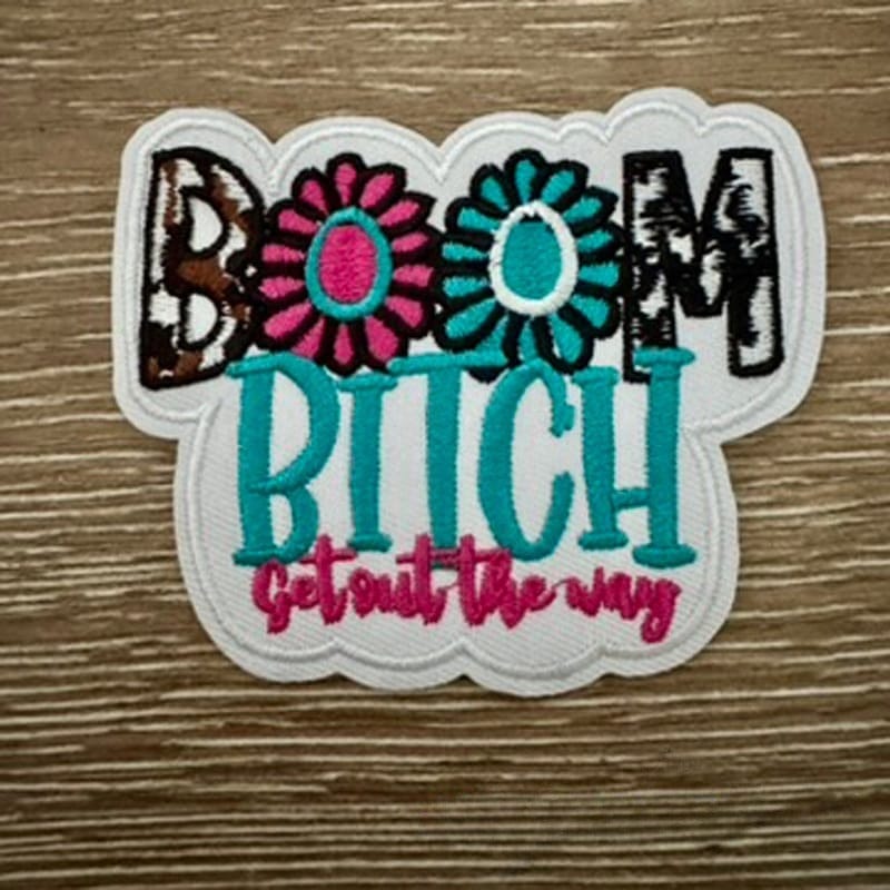On A Whim Hats Boom Iron-On Patch