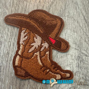 On A Whim Hats Boot and Hat Embroidered Iron-On Patch