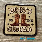 On A Whim Hats Boots on the Ground Iron-On Patch