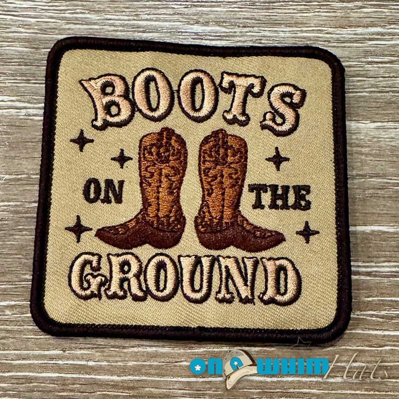 On A Whim Hats Boots on the Ground Iron-On Patch