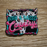 On A Whim Hats Born and Raised Country Iron-On Patch