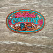 On A Whim Hats Born Country Leather Iron-On Patch