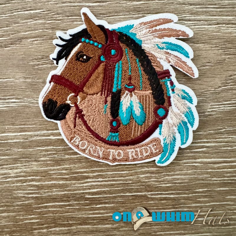 On A Whim Hats Born to Ride Iron-On Patch