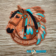On A Whim Hats Born to Ride Leather Iron-On Patch