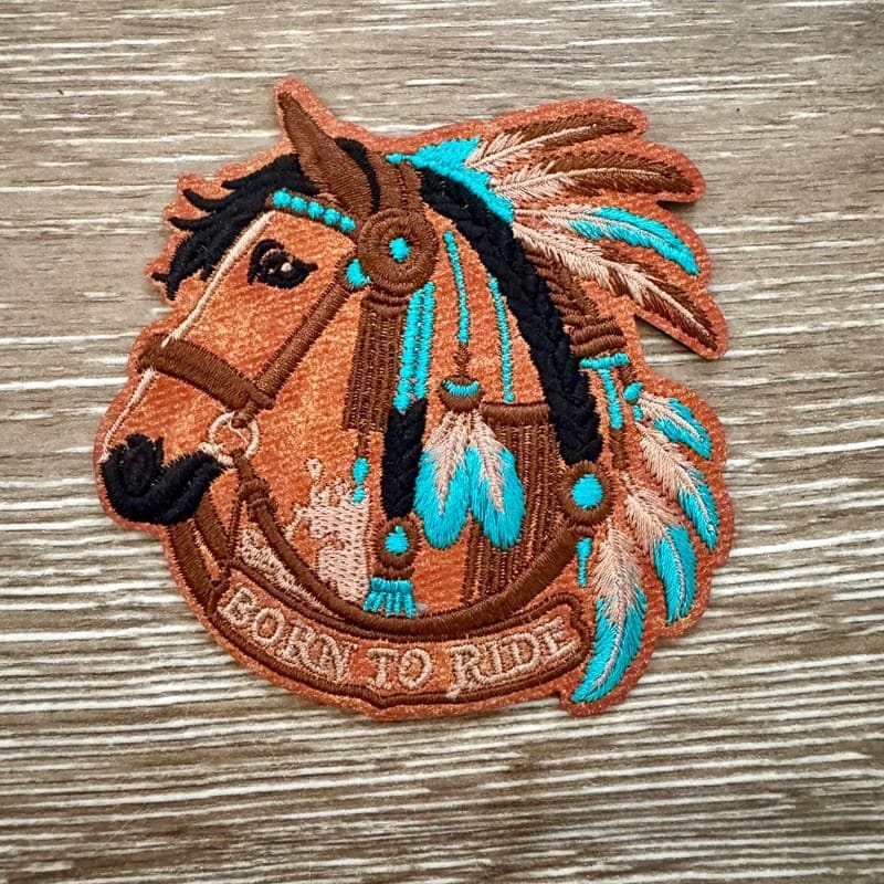 On A Whim Hats Born to Ride Leather Iron-On Patch
