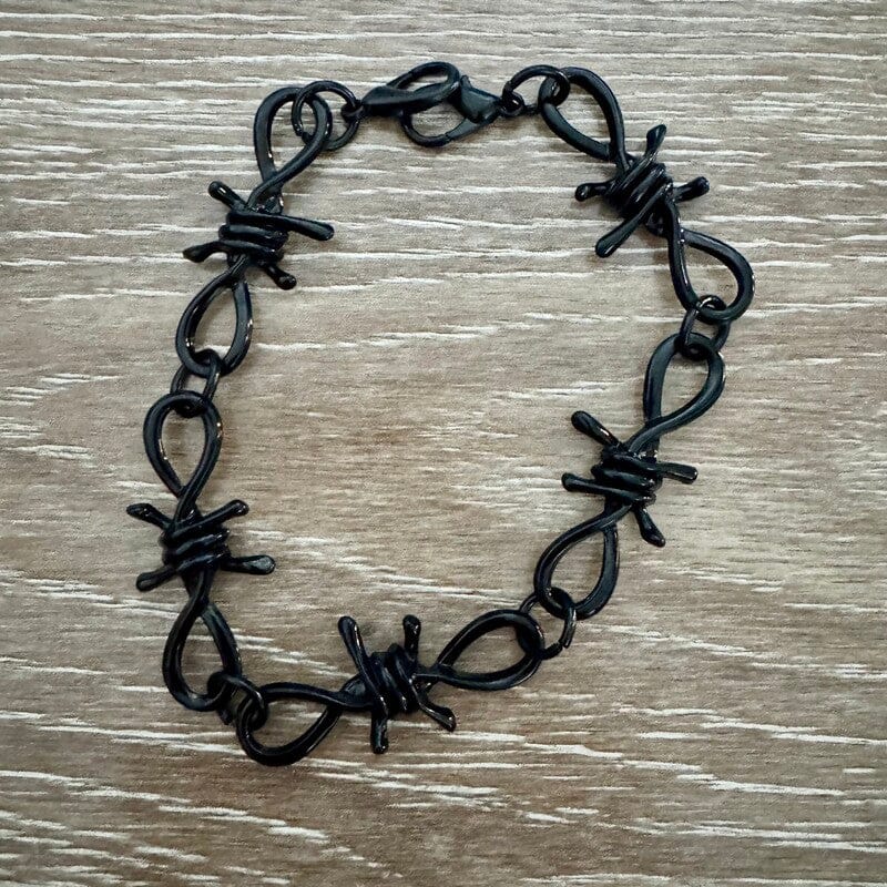 Matte black barbed wire metal hat chain for western trucker hats by On A Whim Hats