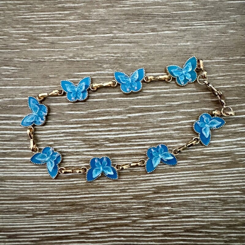 On A Whim Hats Blue Butterfly Link Bracelet