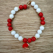 On A Whim Hats Red & White Game Day Football Helmet Bracelet