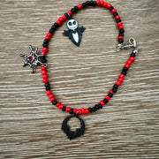 On A Whim Hats Spooky Skeleton Bat Charm Halloween Bead Bracelet