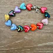 On A Whim Hats Rainbow Heart Bead Bracelet