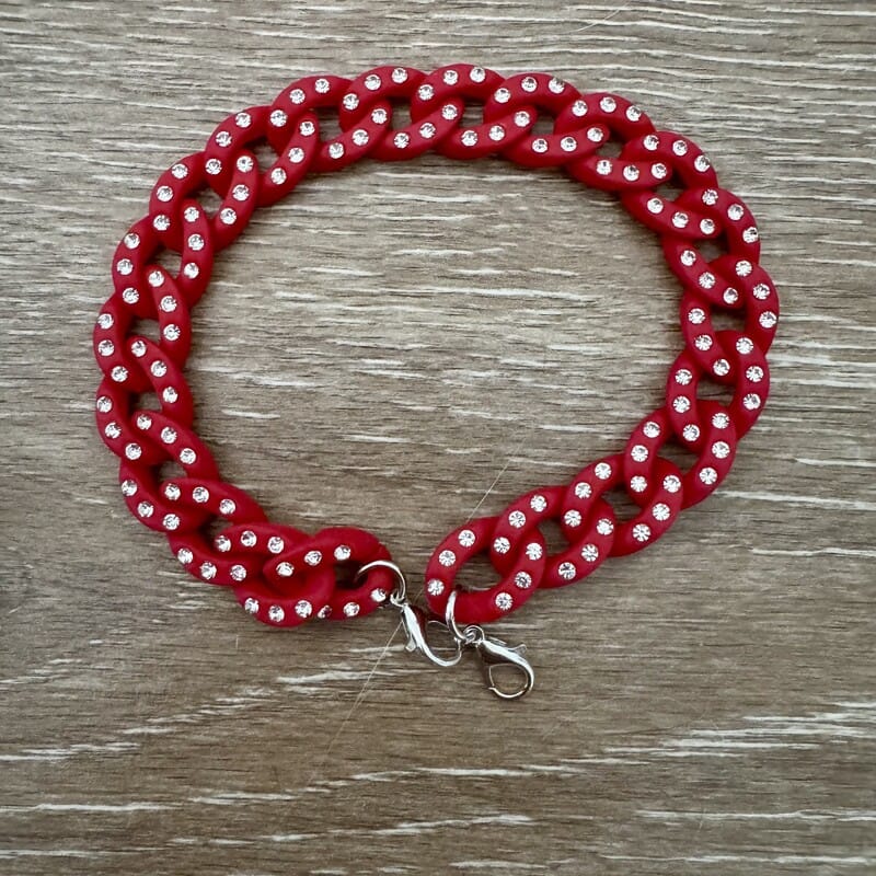 On A Whim Hats Red Rhinestone Chain Bracelet