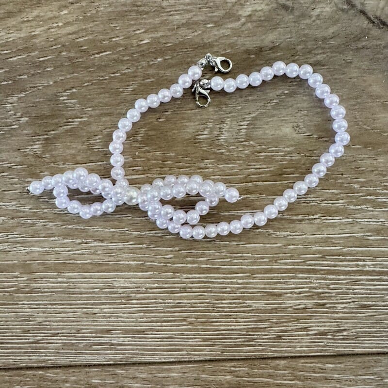 White pearl beaded hat chain with bow charm