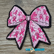 On A Whim Hats Breast Cancer Pink Bow Iron-On Patch