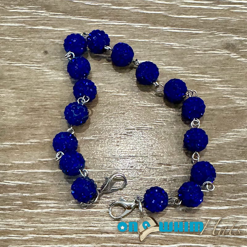 On A Whim Hats Bright Blue Sparkly Hat Chain