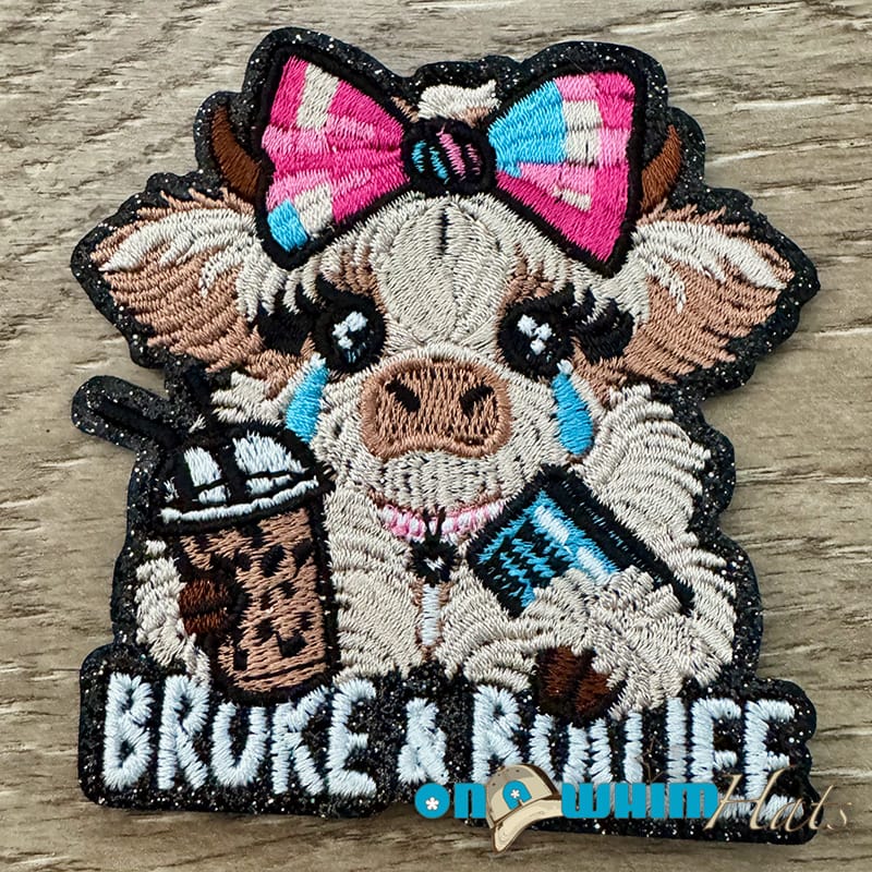 On A Whim Hats Broke and Boujee Cow Iron-On Patch