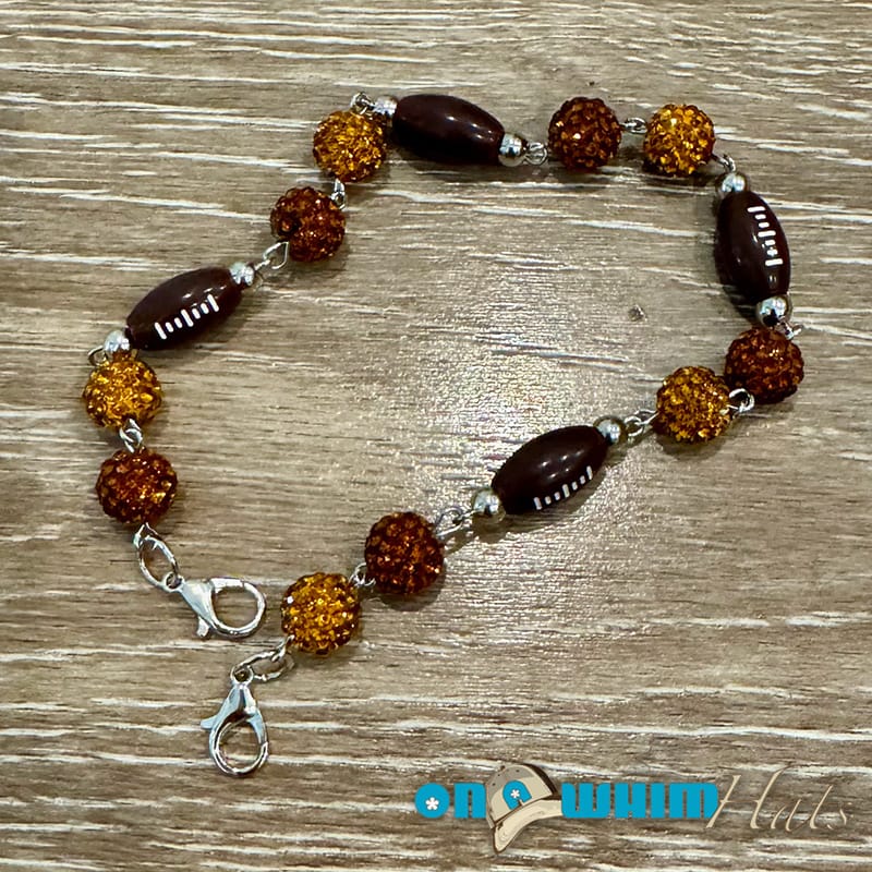 On A Whim Hats Brown and Bronze Sparkly Football Hat Chain