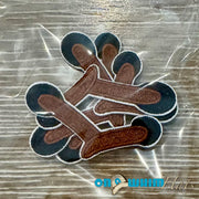 On A Whim Hats Brown Football Stitch Embroidered Iron-On Patch