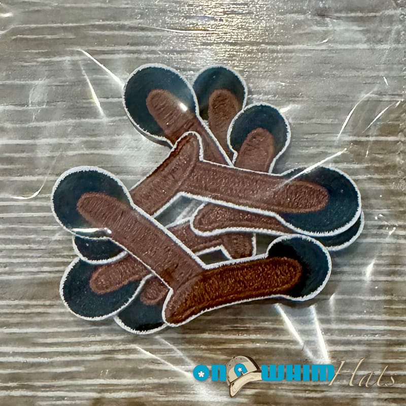 On A Whim Hats Brown Football Stitch Embroidered Iron-On Patch