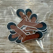 On A Whim Hats Brown Football Stitch Embroidered Iron-On Patch
