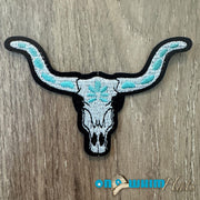 On A Whim Hats Bull Head Embroidered Iron-On Patch