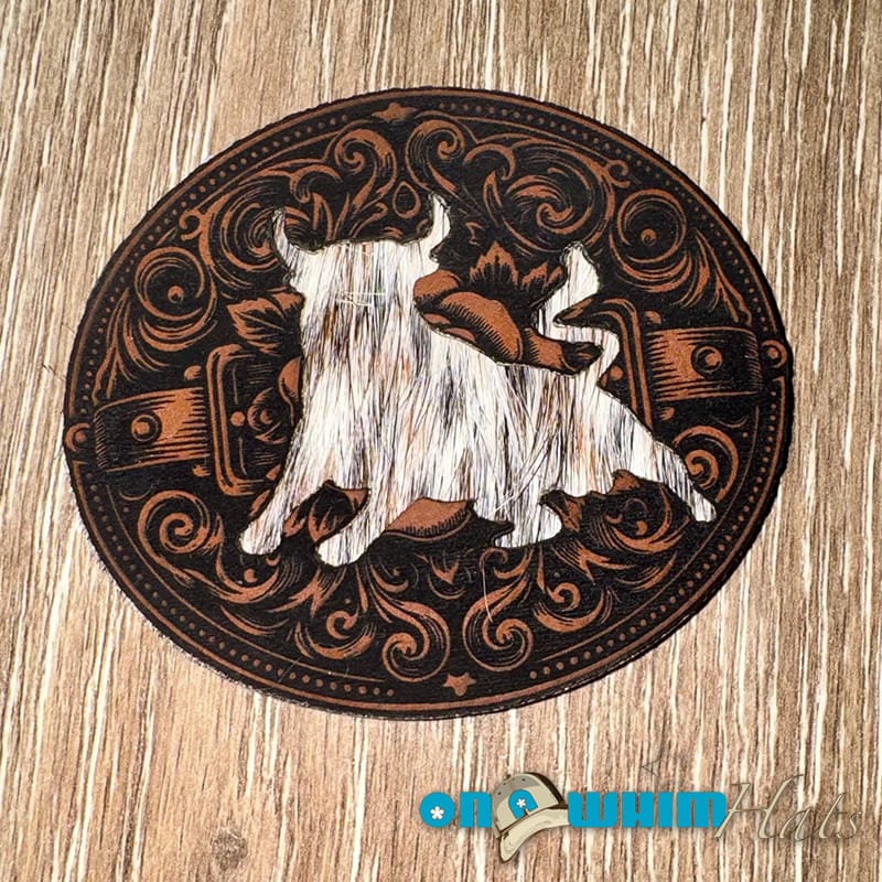 On A Whim Hats Bullish Genuine Cowhide and Leather Iron-On Patch