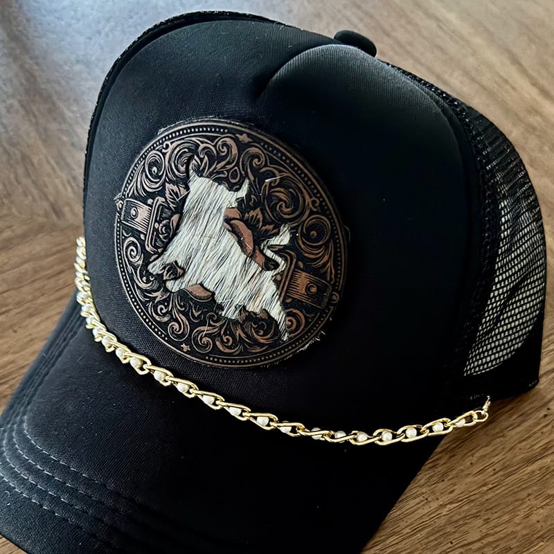On A Whim Hats Bullish Handmade Trucker Hat w/ Genuine Cowhide and Leather Patch