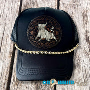 On A Whim Hats Bullish Handmade Trucker Hat w/ Genuine Cowhide and Leather Patch