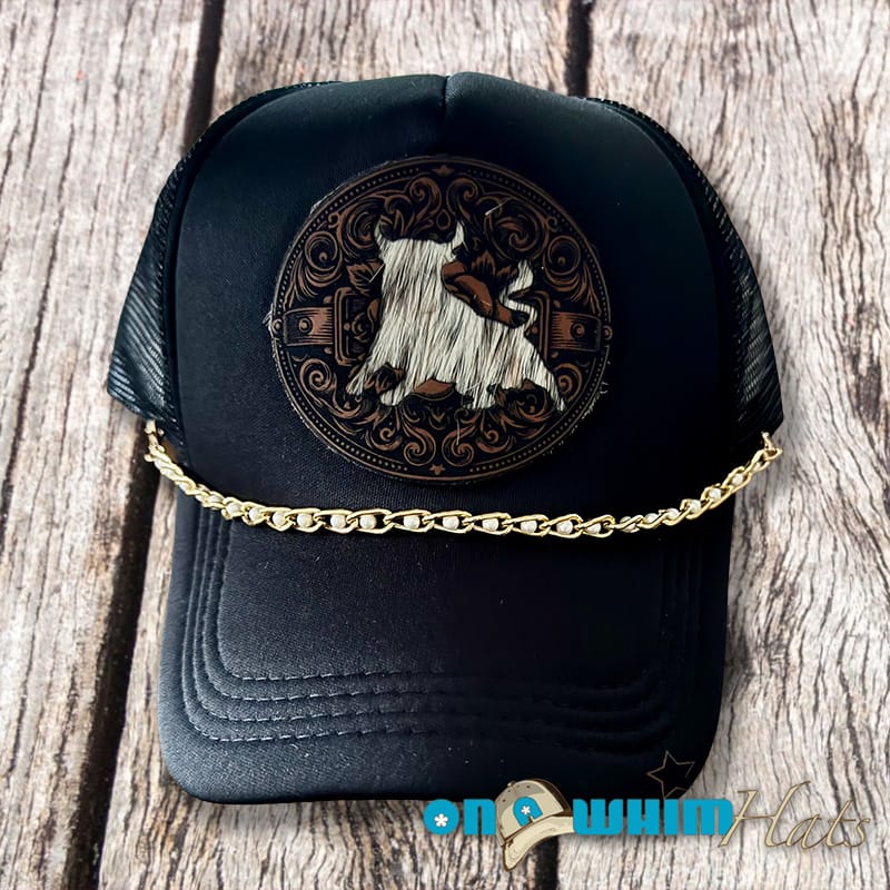 On A Whim Hats Bullish Handmade Trucker Hat w/ Genuine Cowhide and Leather Patch