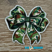 On A Whim Hats Camo Glitter Bow Iron-On Patch