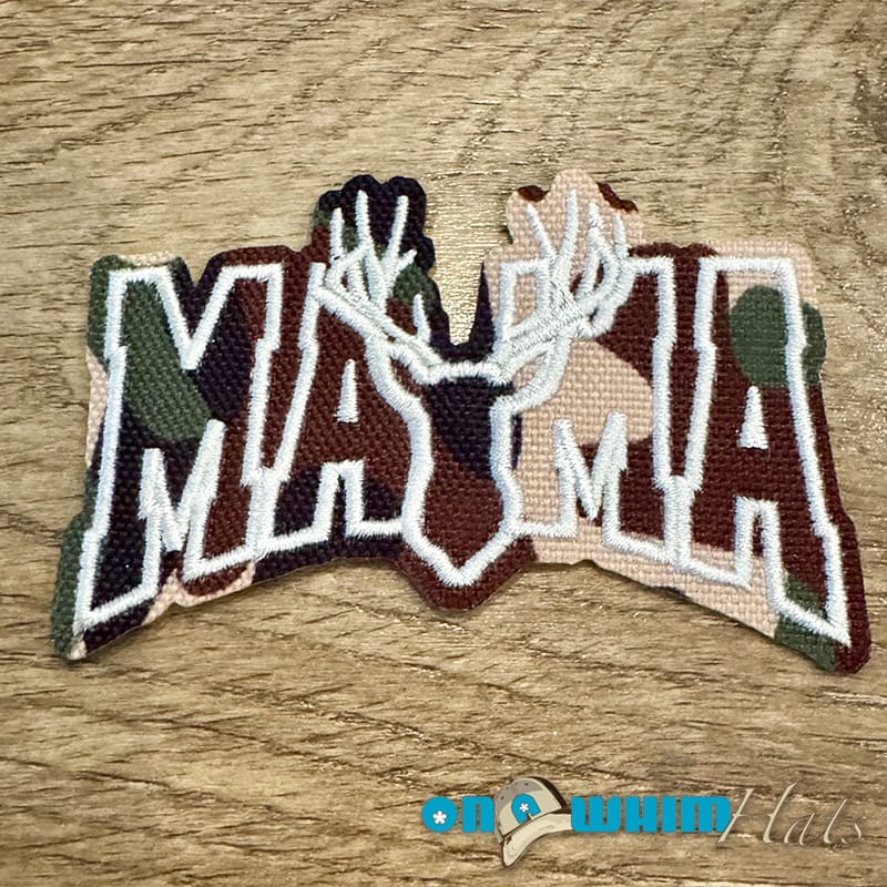 On A Whim Hats Camo Mama Iron-On Patch