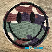 On A Whim Hats Camo Smiley Iron-On Patch