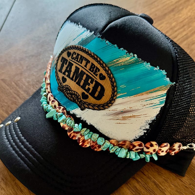 On A Whim Hats Can't Be Tamed Handmade Trucker Hat