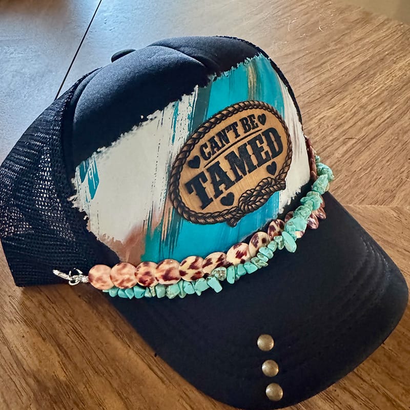 On A Whim Hats Can't Be Tamed Handmade Trucker Hat