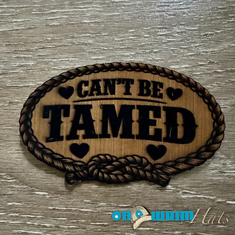 On A Whim Hats Can't Be Tamed Leatherette Iron-On Patch