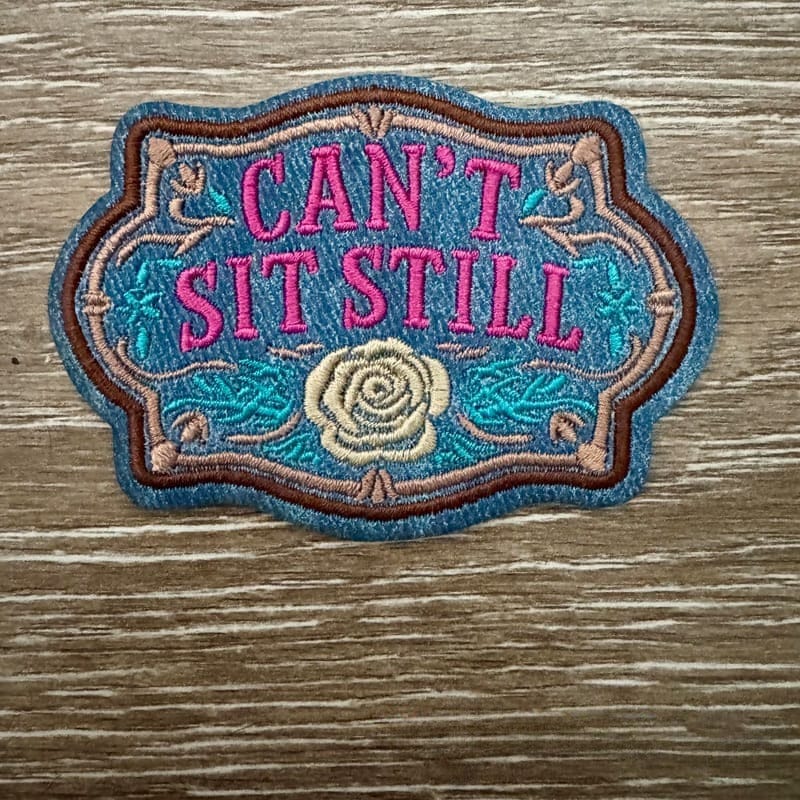 On A Whim Hats Can't Sit Still Iron-On Leather Patch