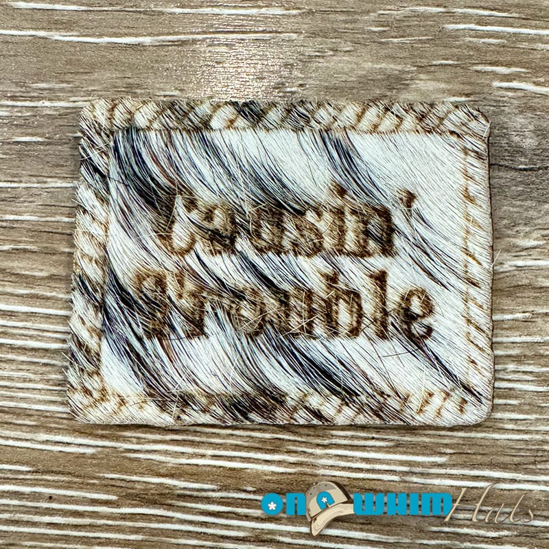 On A Whim Hats Causin' Trouble Genuine Cowhide Iron-On Patch