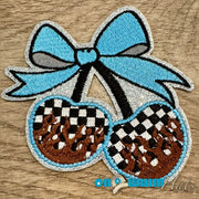 On A Whim Hats Checkered Cherries Iron-On Embroidered Patch