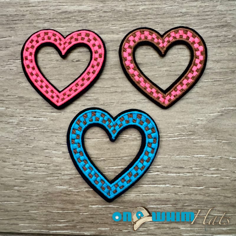 On A Whim Hats Checkered Heart Iron-On Patch