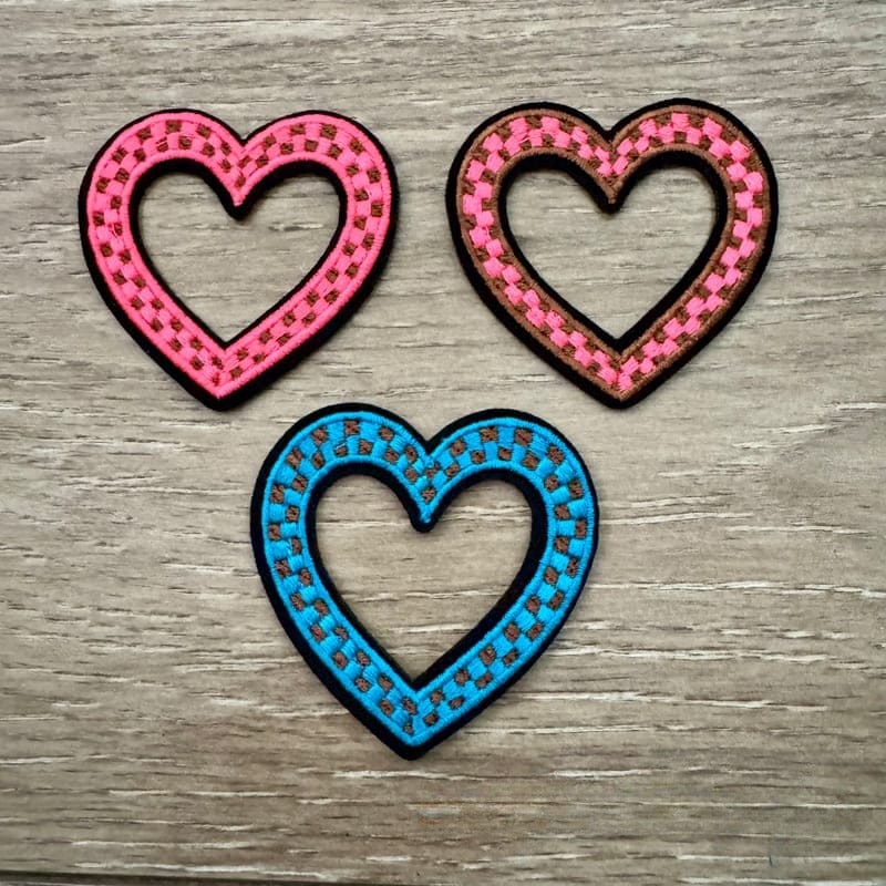 On A Whim Hats Checkered Heart Iron-On Patch