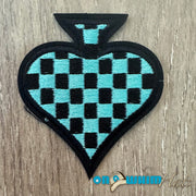 On A Whim Hats Checkered Spade Embroidered Iron-On Patch