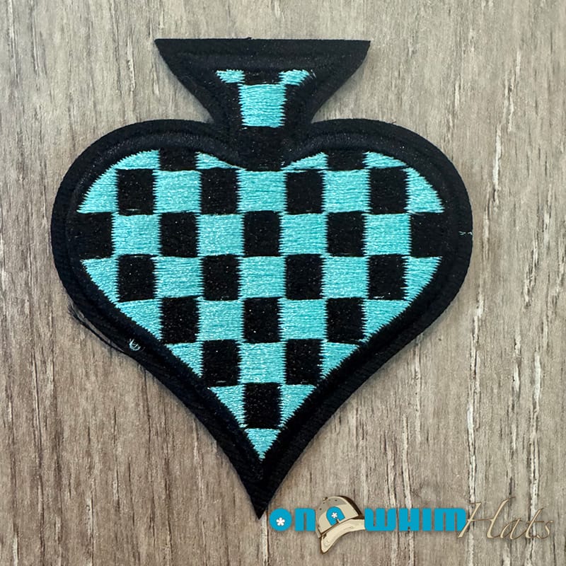 On A Whim Hats Checkered Spade Embroidered Iron-On Patch