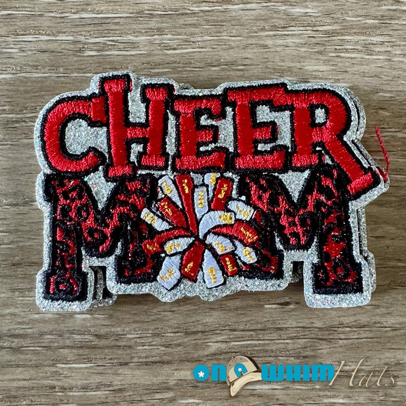 On A Whim Hats Cheer Mom Iron-On Patch