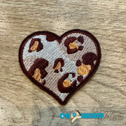 On A Whim Hats Cheetah Heart Iron-On Embroidered Patch