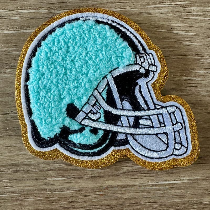 On A Whim Hats Chenille Football Helmet Iron-On Patch