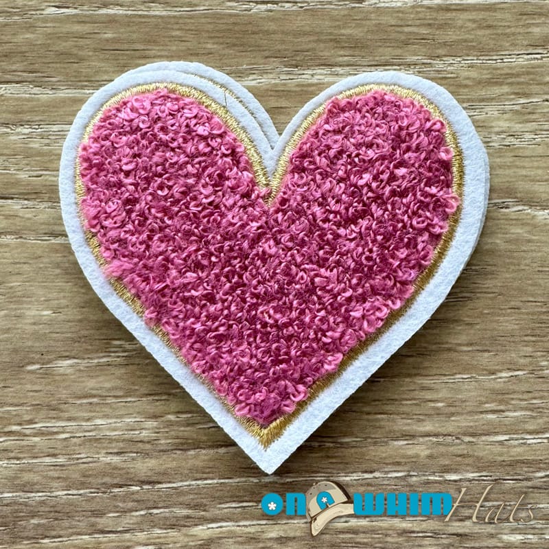 On A Whim Hats Chenille Heart Iron-On Patch