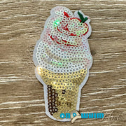 On A Whim Hats Cherry  Ice cream Sequin Iron-On Patch